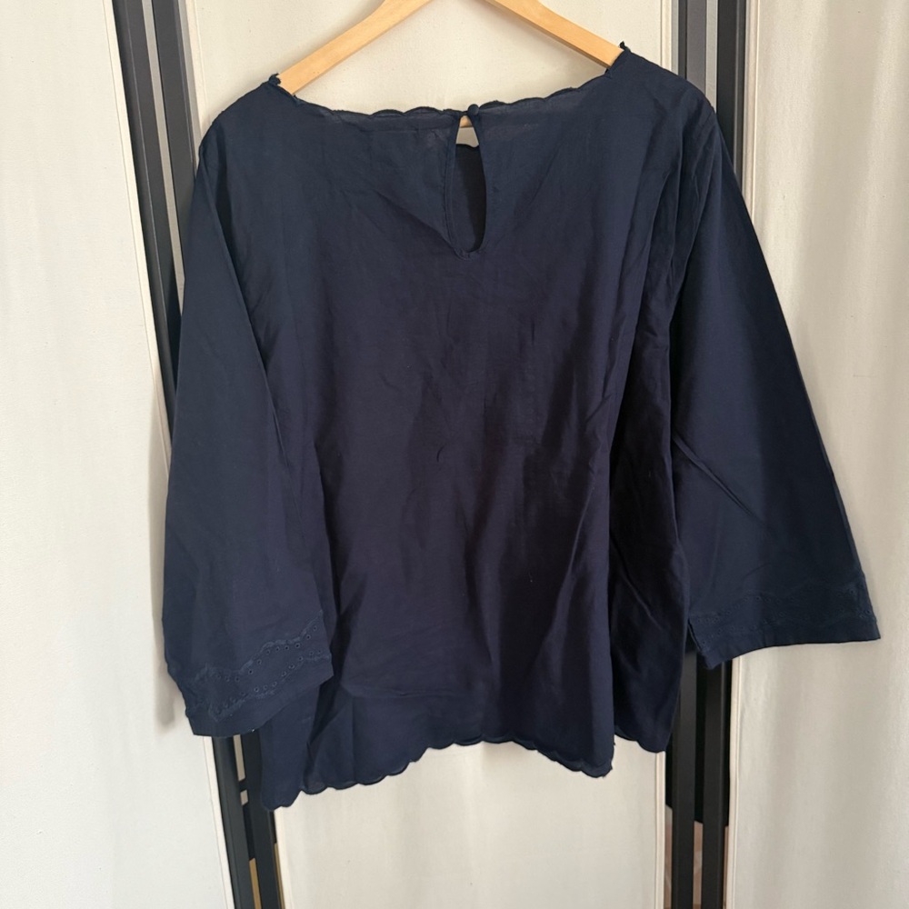 Brooks Brothers Navy Blue Embroidered Long Sleeve Top - Picture 10 of 14